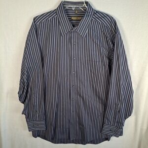 Donald J Trump Signature Collection Dress Shirt 18.5 34/35 Blue Striped Non-Iron